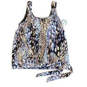 Swimsuits for All NEW blouson swim top black, white, & gray print size 14